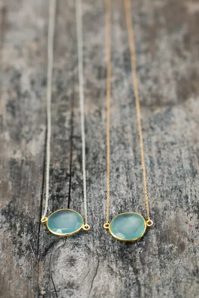 A Blonde And Her Bag Mrs. Parker Demi Fine Necklace In Chalcedony In Blue