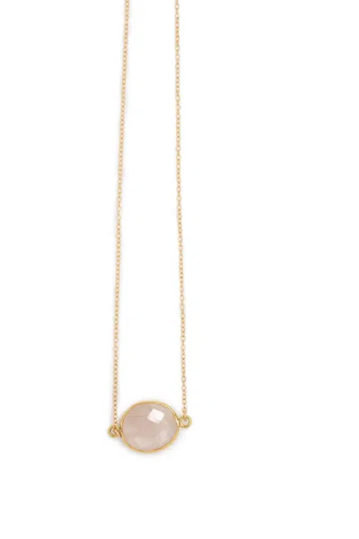 A Blonde And Her Bag Mrs. Parker Demi Fine Necklace In Rose Quartz In Silver