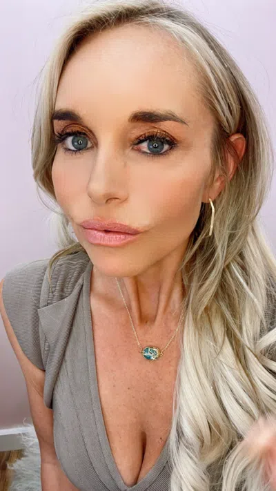 A Blonde And Her Bag Mrs. Parker Demi Fine Necklace In Teal Mojave Copper Turquoise In Blue