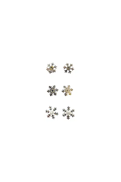A Blonde And Her Bag Silver Snowflake Earring Set In Black