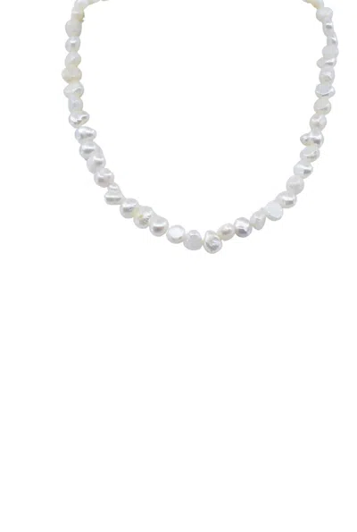 A Blonde And Her Bag Simple Baroque Pearl Necklace In Silver