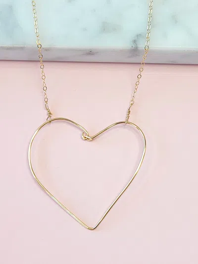 A Blonde And Her Bag Simple Heart Necklace In Gold In Blue