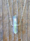 A Blonde And Her Bag Single Raw Mystic Grey Quartz Crystal Pendant Necklace In Silver In Silver