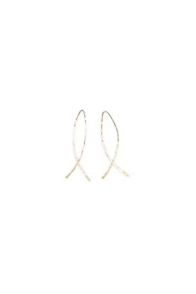 A Blonde And Her Bag Small Fishtail Hammered Demi Fine Wire Earring - 14k Gold Fill/sterling Silver In Multi