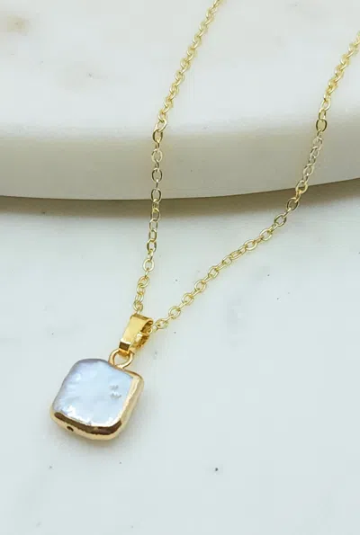 A Blonde And Her Bag Square Freshwater Pearl Pendant Necklace In Silver