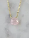 A Blonde And Her Bag Stephanie Delicate Drop Necklace In Rose Quartz In Silver