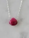 A Blonde And Her Bag Stephanie Delicate Drop Necklace In Ruby In Pink