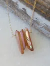 A Blonde And Her Bag Three Raw Peach Quartz Crystal Pendant Necklace In Gold In Gold