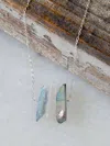 A Blonde And Her Bag Three Raw Quartz Crystal Pendant Necklace With Mystic Grey And Rainbow Quartz I In Silver