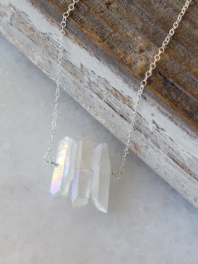 A Blonde And Her Bag Three Raw Rainbow Quartz Crystal Pendant Necklace In Silver