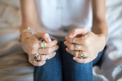 A Blonde And Her Bag Torrey Ring In Blue Chalcedony