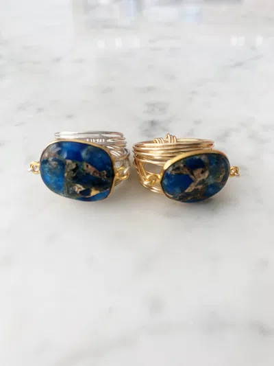 A Blonde And Her Bag Torrey Ring In Blue Mojave Copper Turquoise - 14k Gold Fill / Sterling Silver