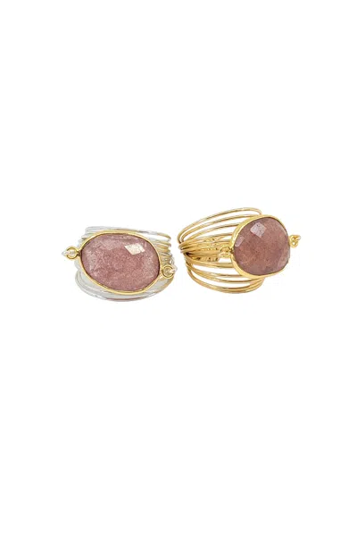 A Blonde And Her Bag Torrey Ring In Cherry Quartz- 14k Gold Fill / Sterling Silver In Pink