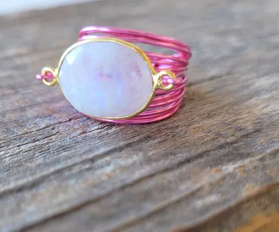 A Blonde And Her Bag Torrey Ring In Hot Pink With Moonstone