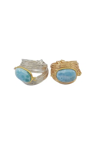 A Blonde And Her Bag Torrey Ring In Larimar- 14k Gold Fill / Sterling Silver In Blue