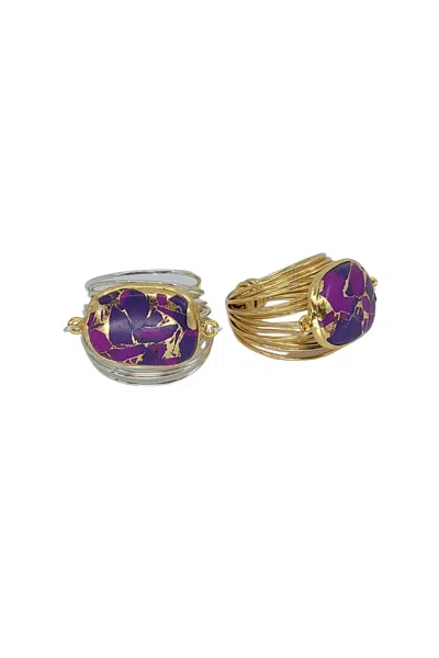 A Blonde And Her Bag Torrey Ring In Purple Mojave Copper - 14k Gold Fill/ Sterling Silver