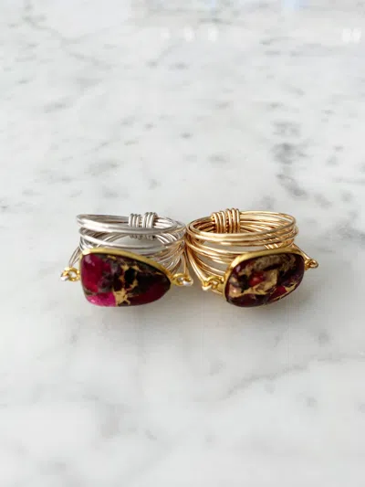 A Blonde And Her Bag Torrey Ring In Red Mojave Copper Turquoise - 14k Gold Fill / Sterling Silver