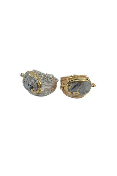 A Blonde And Her Bag Torrey Ring In White Mojave Copper- 14k Gold Fill / Sterling Silver In Blue