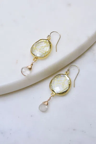 A Blonde And Her Bag Victoria Ojai Earring In Golden Rutilated Quartz In Silver