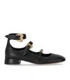 A. Bocca Black Ballet Flat With Straps In Black