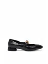 A. Bocca Black Leather Pointed Flats In Black