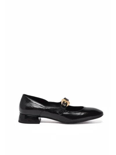 A. Bocca Black Leather Pointed Flats