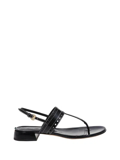A. BOCCA BLACK LEATHER SANDALS
