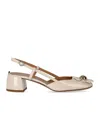 A. BOCCA IVORY SLINGBACK PUMP WITH FLOWER