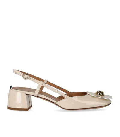 A. Bocca Ivory Slingback Pump With Flower In Grey