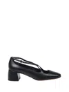 A. Bocca Pointed Toe Leather Shoes With Cut-out Detail In Black