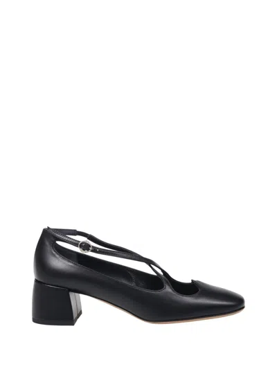 A. Bocca Pointed Toe Leather Shoes With Cut-out Detail In Black