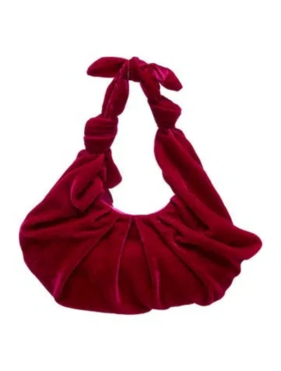 Pre-owned A Bronze Age Velvet Top Handle Bag In Burgundy