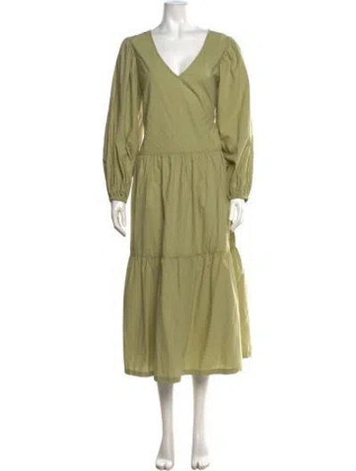 Pre-owned A Bronze Age V-neck Midi Length Dress In Green