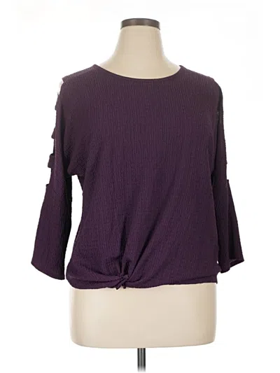 Pre-owned A. Byer 3/4 Sleeve Top Purple Cold Shoulder Neckline Tops
