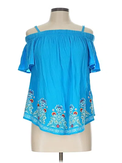 Pre-owned A. Byer Short Sleeve Blouse In Blue