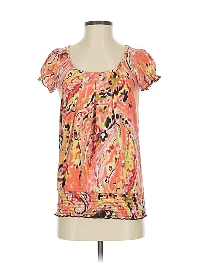 Pre-owned A. Byer Short Sleeve Blouse In Orange