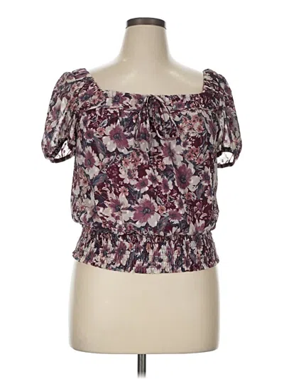 Pre-owned A. Byer Short Sleeve Blouse In Purple