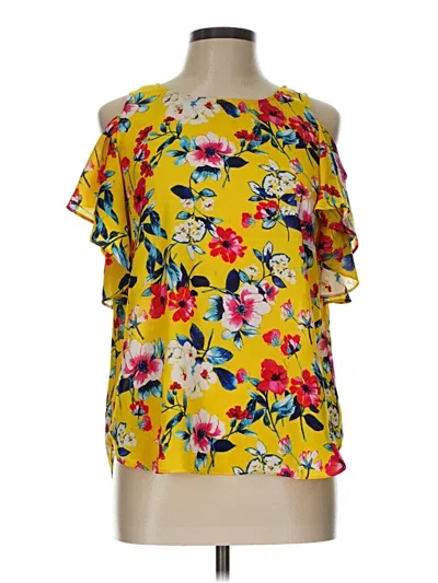 Pre-owned A. Byer Short Sleeve Blouse In Yellow