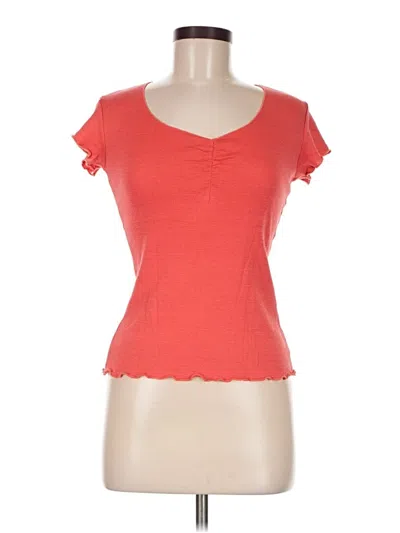 Pre-owned A. Byer Short Sleeve Top Orange Sweetheart Neckline Tops