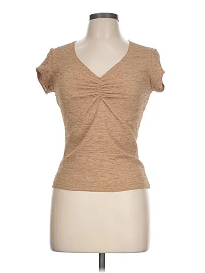 Pre-owned A. Byer Short Sleeve Top Tan Sweetheart Neckline Tops
