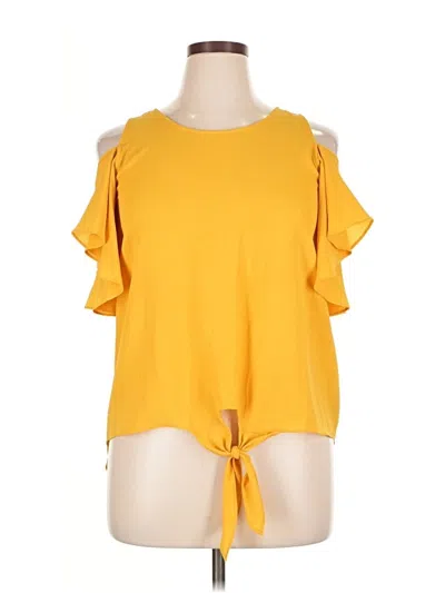 Pre-owned A. Byer Short Sleeve Top Yellow Cold Shoulder Neckline Tops