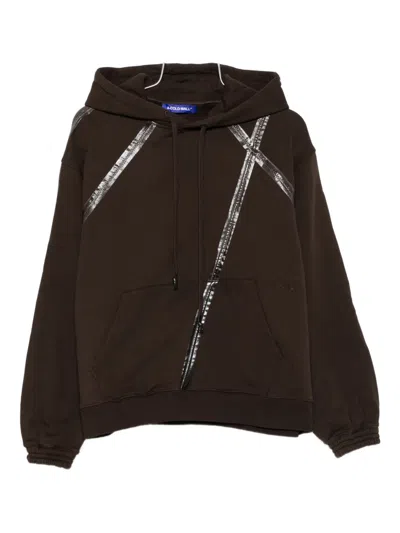 A-cold-wall* Antenne Striped Cotton Hoodie In Brown