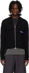 A-cold-wall* Black Panel Knit Jacket In Black Onyx