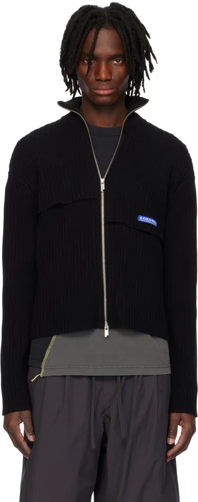 A-cold-wall* Black Panel Knit Jacket In Black Onyx