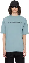 A-cold-wall* A Cold Wall Mens Faded Teal Overdye Logo-print Cotton-jersey T-shirt In Faded Teal