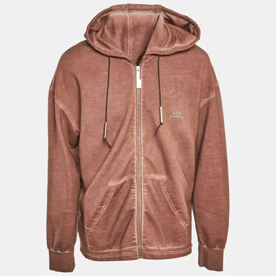 A-cold-wall* A Cold Wall Brown Washed Cotton Knit Zip-up Hooded Jacket