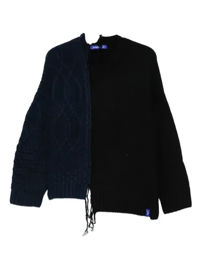 A-cold-wall* Cable-knit Distressed Sweater In Blue