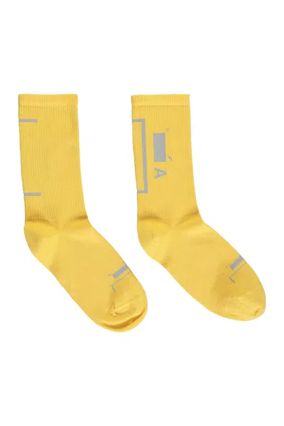 A-cold-wall* Cotton Socks With Logo In Yellow