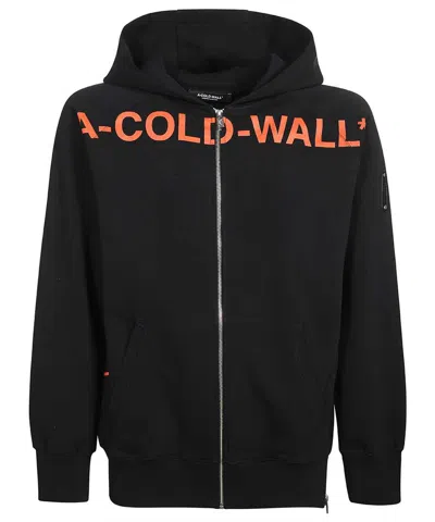 A-cold-wall* Full Zip Cotton Hoodie In Black
