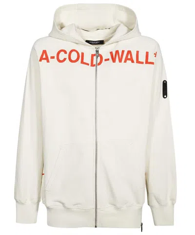 A-cold-wall* Full Zip Cotton Hoodie In Gray